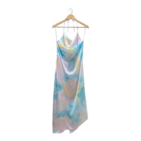 ZARA Tie Dye Satin Slip Midi Dress Size Small - Picture 8 of 16